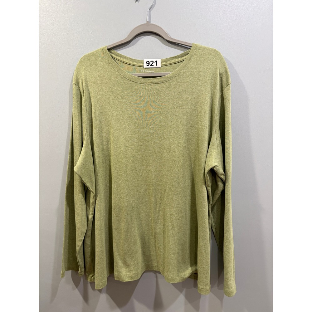 Sonoma Goods for Life Everyday Tee Womens 3X Green Long Sleeve Crew Neck Shirt